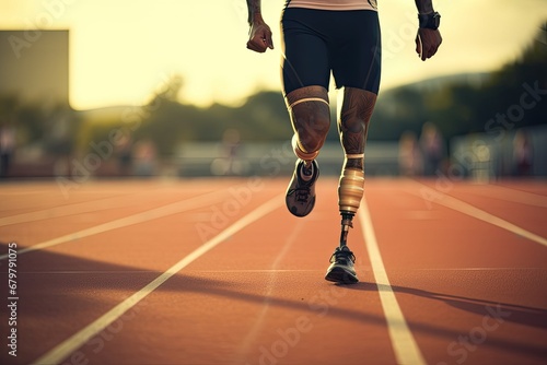 athlete with prothetic leg photo