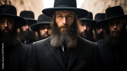 Portrait, group of orthodox Jews. photo