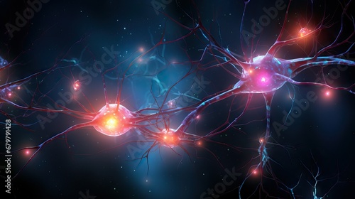 neurons floating in space, virus, background