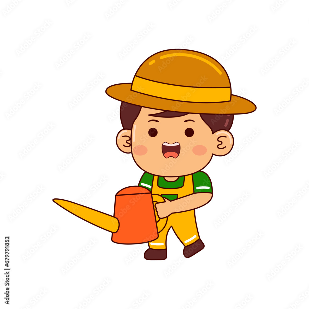 cute farmer boy cartoon character
