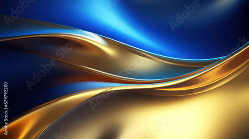 Abstract 3D luxury background with blue and gold waves as wallpaper background illustration