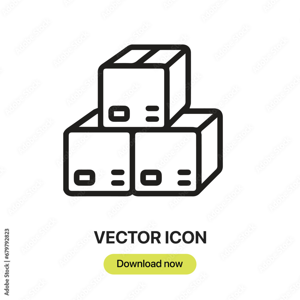 Boxes icon vector. Linear-style sign for mobile concept and web design. Boxes symbol illustration. Pixel vector graphics - Vector.
Boxes icon vector. Linear-style sign for mobile concept and web design. Boxes symbol illustration. Pixel vector graphics - Vector.