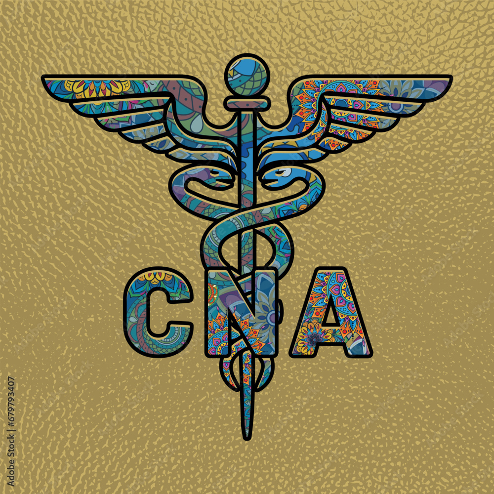 CNA Nurse, Medical symbol caduceus CNA nurse practitioner vector