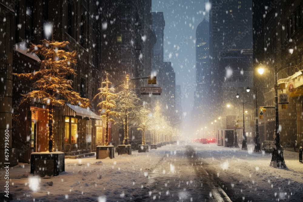 Urban environment during a snowstorm Urban environment during a snowstorm