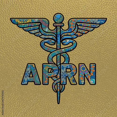 APRN Nurse, Medical symbol caduceus APRN nurse practitioner vector, coloring medical symbol with APRN text, Caduceus Symbol, APRN Nurse Mandela design