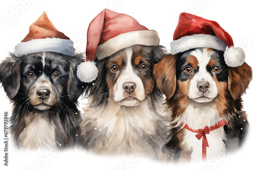 Assortment of Festive Canines. Children's Book Artwork. PNG Isolated on a Clear Background. © NoOneSaid