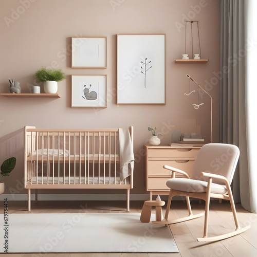 A minimalist nursery with a calming color palette and simple, functional furniture