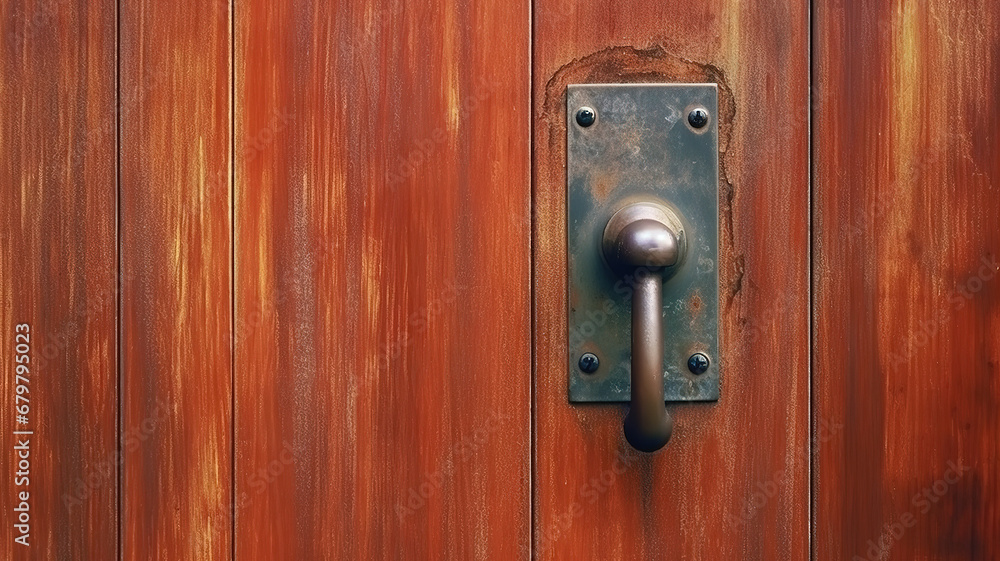Old brown wooden door with a lock texture. Generative AI Old brown wooden door with a lock texture. Generative AI
