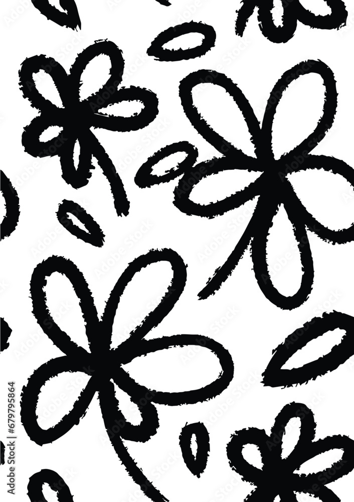 Floral illustration vector, abstract hand drawn flower seamless pattern doodle element shape for texture background Floral illustration vector, abstract hand drawn flower seamless pattern doodle element shape for texture background