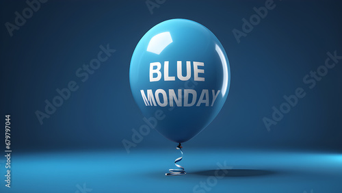 blue balloons with a blue Monday theme