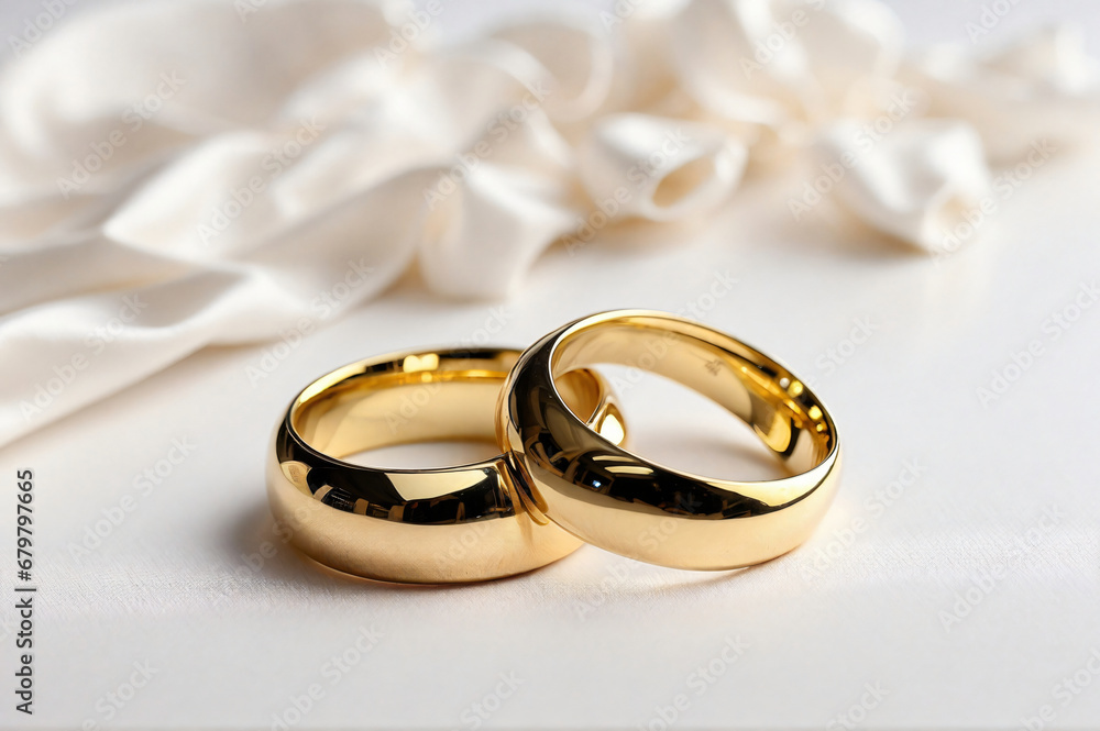 Wedding Rings on a Light Background, Silky Cloth Wedding Rings on a Light Background, Silky Cloth