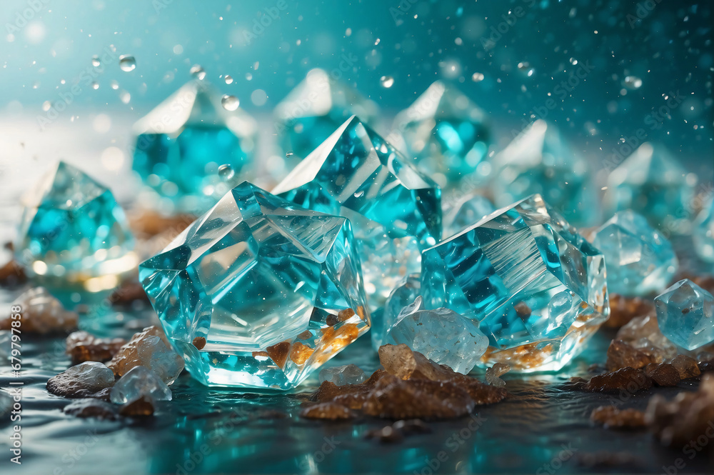 Obraz premium Ice crystals, Frozen Water Crystals, Snow Particles, Crystal Wallpaper