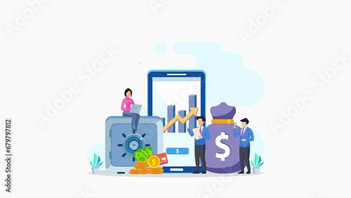 Business investment concept. Financial growth rising up to success. 2d video animation 4k clip	