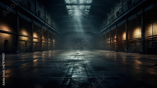 Abandoned industrial warehouse interior. © Ula
