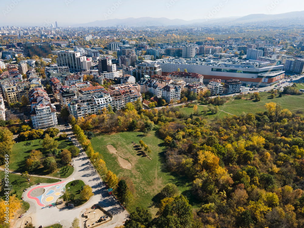 Autumn view of South Park in city of Sofia, Bulgaria