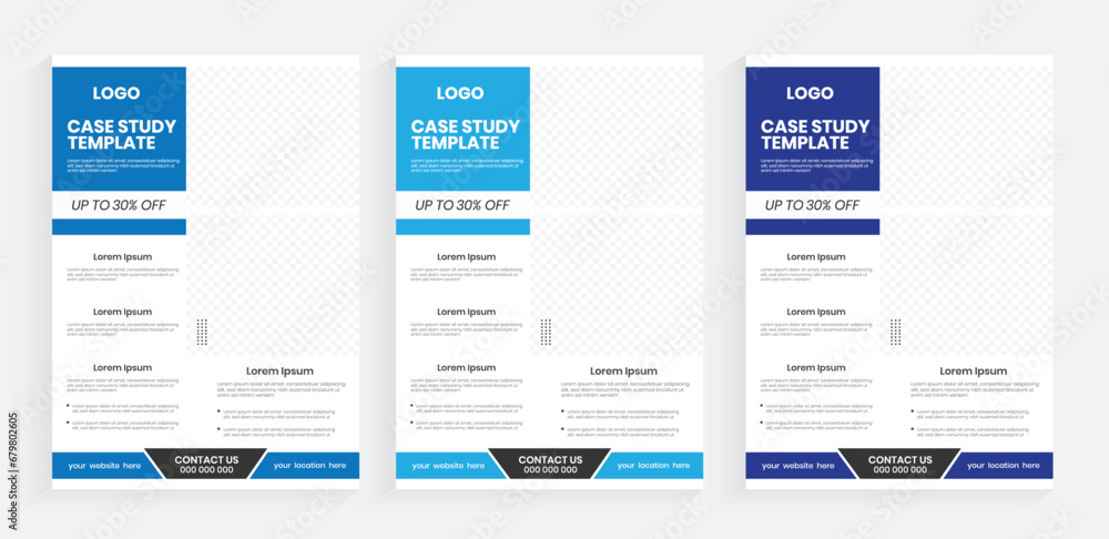 A4 case study flyer design, Modern business marketing flyer design set, Colourful case study flyer design template, Professional handout case study template