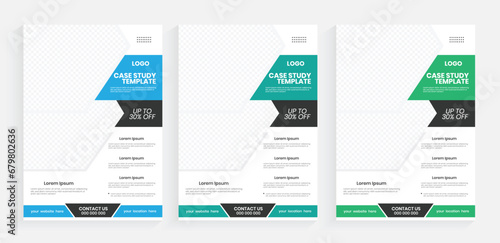 A4 case study flyer design, Modern business marketing flyer design set, Colourful case study flyer design template, Professional handout case study template