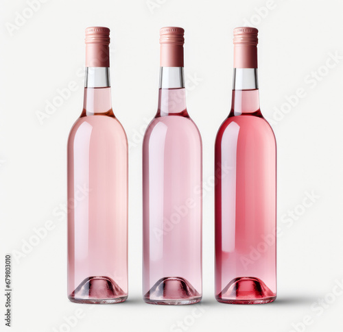 Set of Bordolese a bottles of rose wine isolated on a white background with a place for text photo