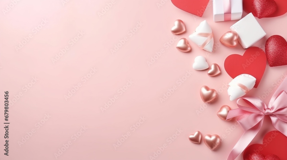 Concept of Valentine`s, anniversary, mother`s day and birthday greeting, copyspace, topview