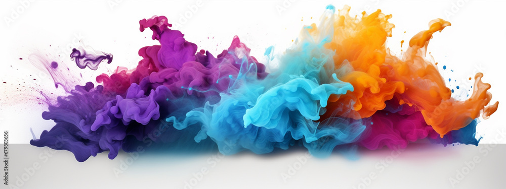 splash of multi-colored powder on a white background. Generative AI