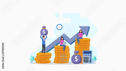 Business investment concept. Financial growth rising up to success. 2d video animation 4k clip	