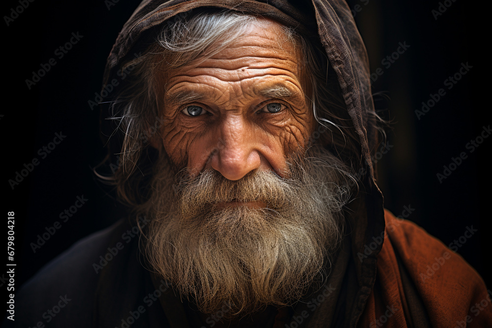 Old man with long white beard and mustache generative ai - obrazy, fototapety, plakaty 