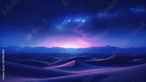 Desert landscape with stars and milky way.