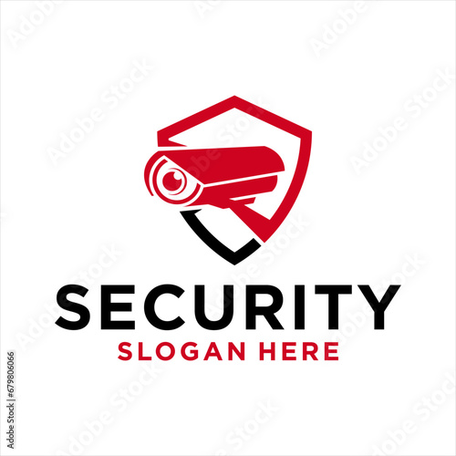 Web camera in the shield logo template. CCTV camera vector design, Security and technology illustration, Security Surveillance Eye Camera Watch Logo Icon Template