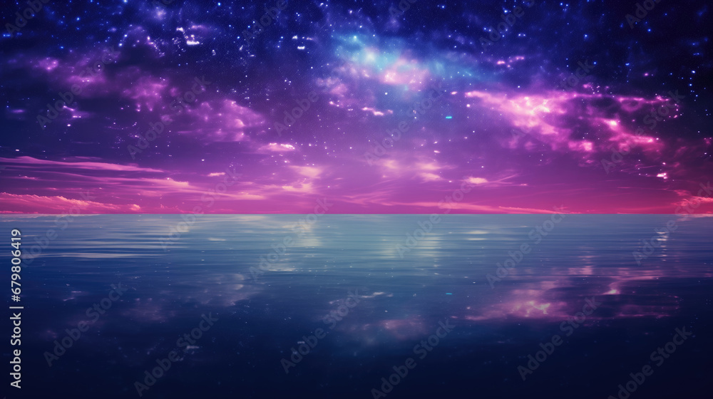 Abstract space background with starry sky and sea. Abstract space background with starry sky and sea.