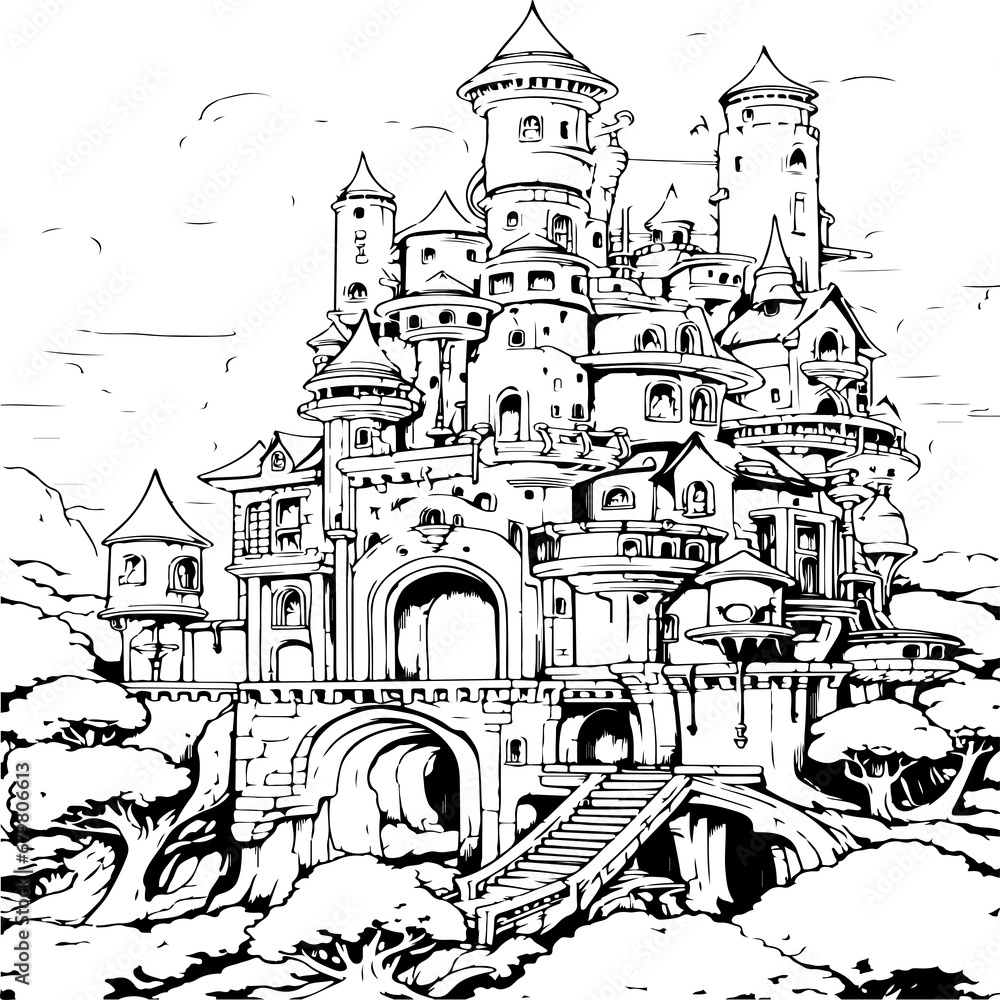 castle in the sky coloring page