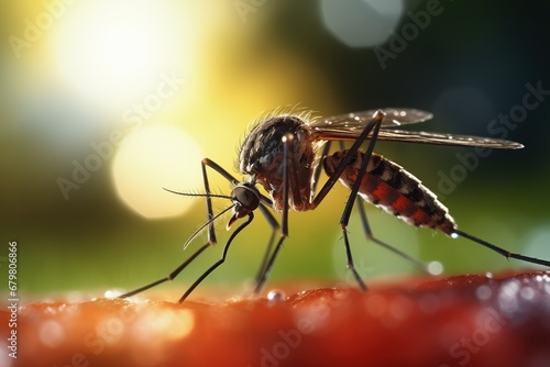 macro photo of mosquito sucking blood
