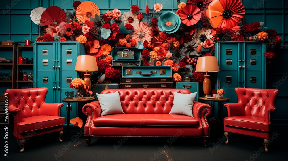 Sofas Amidst Beautiful Decor: Picture-Perfect Scenery. Generative AI.