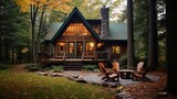 Craft a cozy cabin in the woods with 