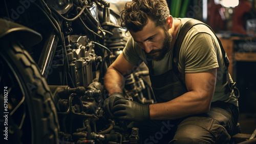young mechanic in a car repair shop