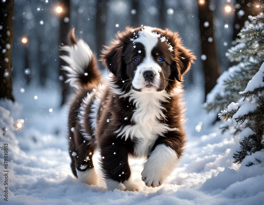 dog in snow