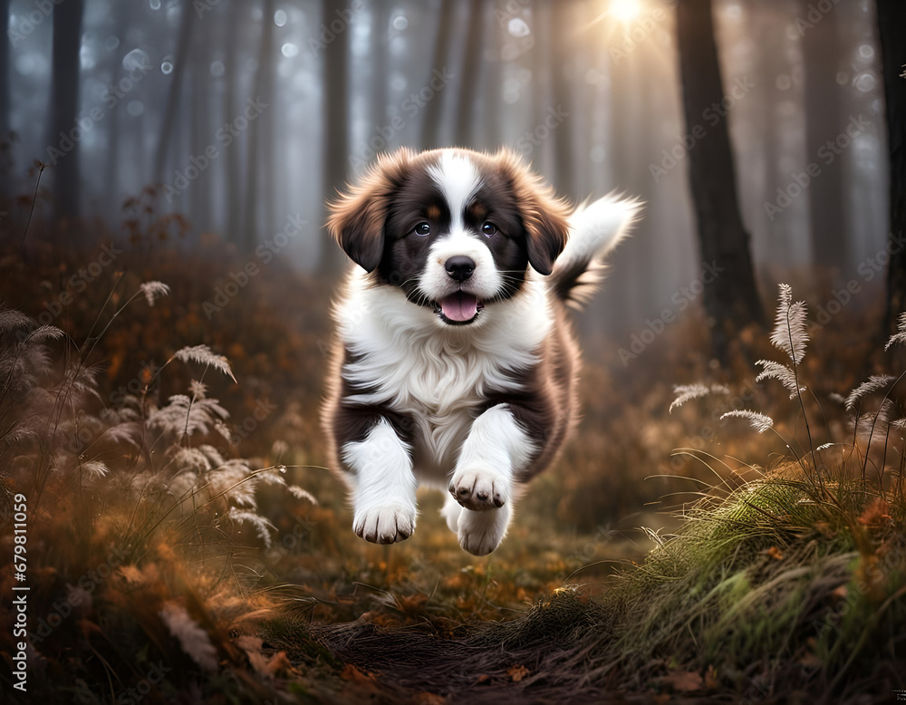 dog in the forest