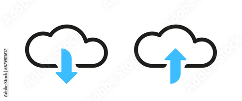 Download and upload data server cloud vector icons