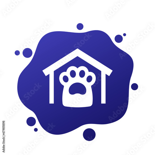 animal shelter vector icon with paw and house