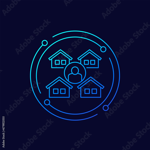 property manager icon, real estate administrator linear design