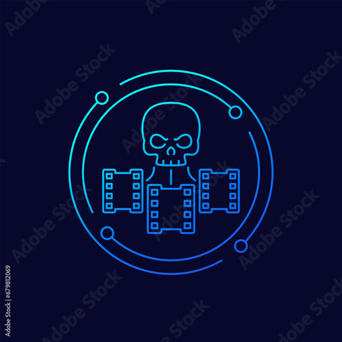 video piracy icon, linear design