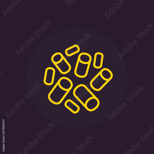 wood pellets line icon, vector