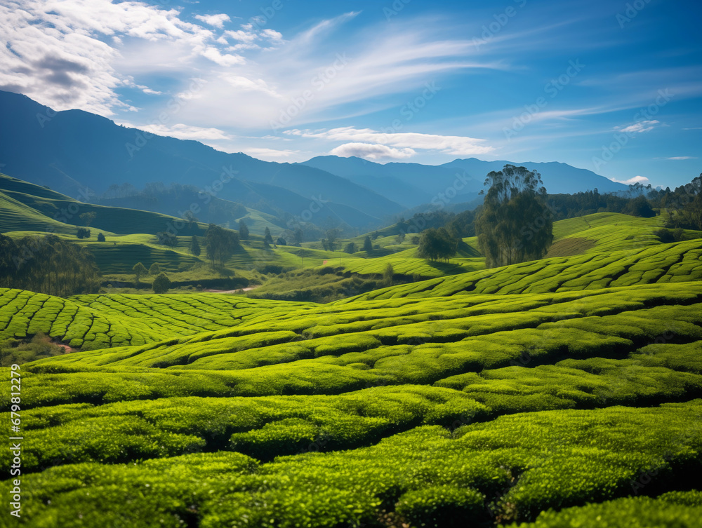 Tea plantations in India. Beautiful tea plantations landscape