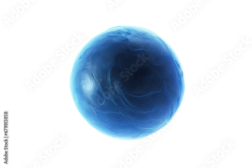 a high quality stock photograph of a single Blue neon planet isolated on a white background