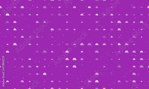 Seamless background pattern of evenly spaced white printed circuit boards of different sizes and opacity. Vector illustration on purple background with stars