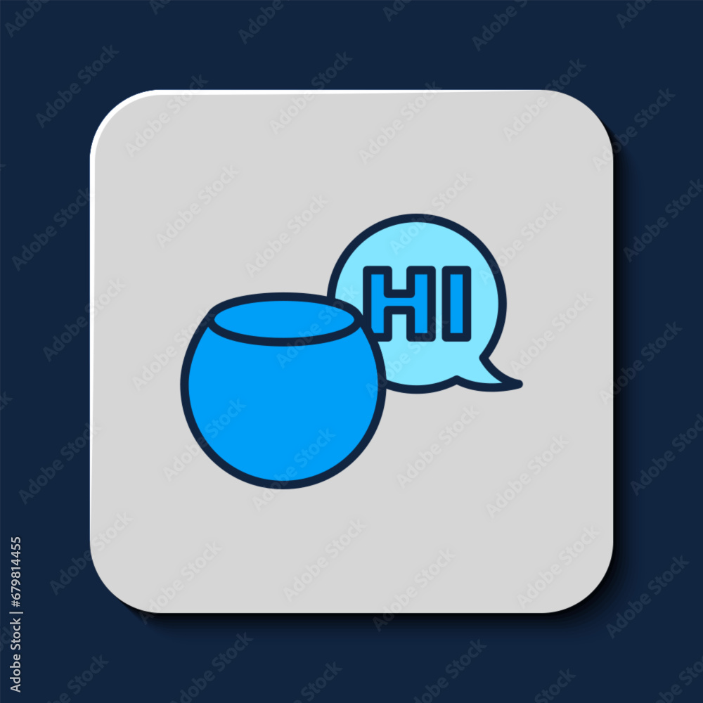 Filled outline Voice assistant icon isolated on blue background. Voice control user interface smart speaker. Vector Filled outline Voice assistant icon isolated on blue background. Voice control user interface smart speaker. Vector