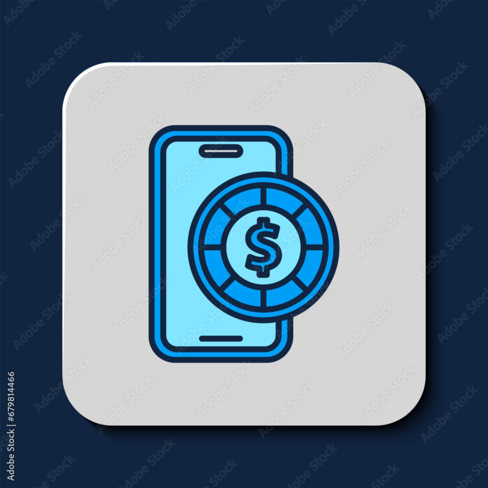 Filled outline Online poker table game icon isolated on blue background. Online casino. Vector Filled outline Online poker table game icon isolated on blue background. Online casino. Vector