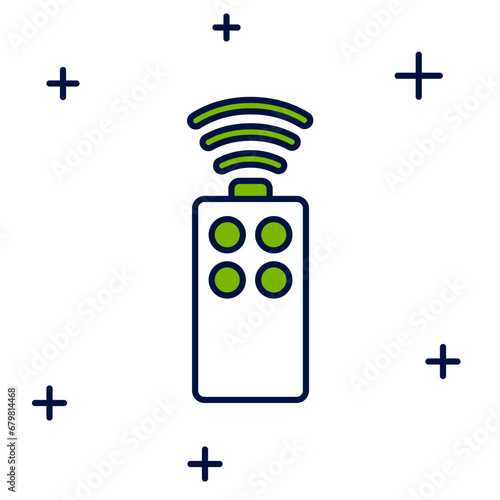 Filled outline Remote control for the camera icon isolated on white background. An auxiliary device that allows you to work with a camera from a distance. Vector