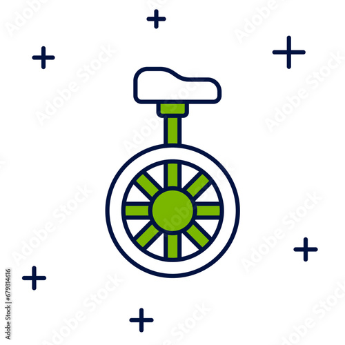Filled outline Unicycle or one wheel bicycle icon isolated on white background. Monowheel bicycle. Vector