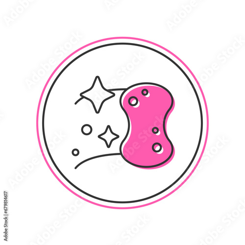 Filled outline Sponge icon isolated on white background. Wisp of bast for washing dishes. Cleaning service logo. Vector