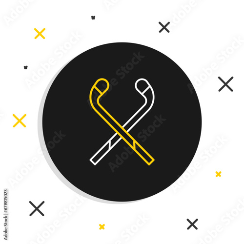 Line Ice hockey sticks icon isolated on white background. Colorful outline concept. Vector